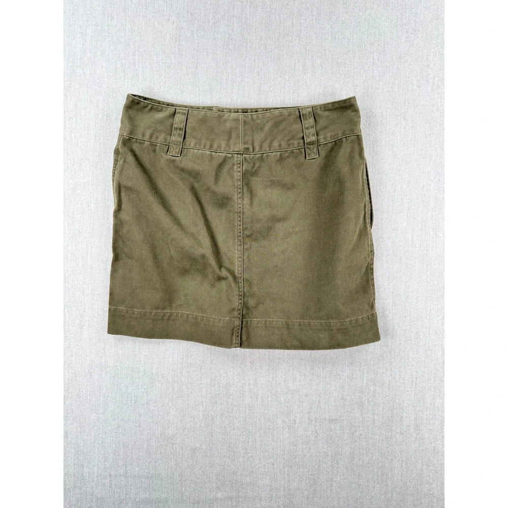 Ralph Lauren Womens Olive Green Cotton Twill Buckle Detail Mini Skirt Size 4 - Picture 6 of 6